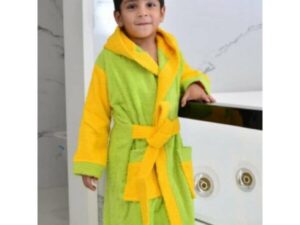 Μπουρνούζι Παιδικό Με Κουκούλα Λαχανί-Κίτρινο Βαμβακερό Γαρύφαλλο 2-4 ετών - ΓΑΡΥΦΑΛΛΟ | Maril.gr