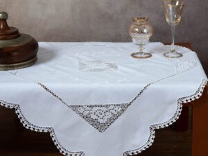 Καρέ με πλεκτό 1153 (90cm x 90cm) λευκό Silk Fashion | Maril Home