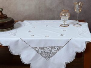 Καρέ με πλεκτό 1155 (90cm x 90cm) λευκό Silk Fashion | Maril Home