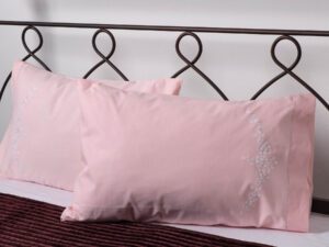 Βαμβακερή μαξιλαροθήκη με ροκοκό 311-6 (46cm x 70cm) ρόζ ζευγάρι Silk Fashion | Maril Home