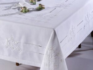 Χειροποίητο τραπεζομάντηλο 373 (170cm x 220cm) Λευκό Silk Fashion | Maril Home
