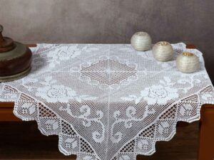 Χειροποίητο μερσεριζέ πλεκτό πετσετάκι 6125 (60cm x 60cm) λευκό Silk Fashion | Maril Home