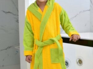 Μπουρνούζι Παιδικό Με Κουκούλα Λαχανί-Κίτρινο Βαμβακερό Γαρύφαλλο 2-4 ετών - ΓΑΡΥΦΑΛΛΟ | Maril.gr