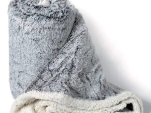κουβέρτα fleece με sherpa (170cm x 220cm) animal γκρί Silk Fashion | Maril Home
