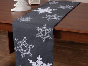 Χριστουγεννιάτικη τραβέρσα NW348 (35cm x 170cm) ανθρακί Silk Fashion | Maril Home