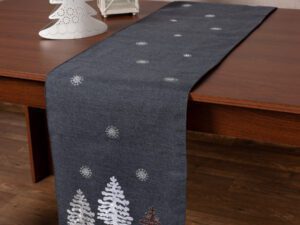 Χριστουγεννιάτικη τραβέρσα NW349 (35cm x 175cm) ανθρακί Silk Fashion | Maril Home