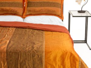 ΚΟΥΒΕΡΛΙ σετ( 220cm x 240cm + 2 x 50cm x 70cm) TAJ MAHAL πορτοκαλί Silk Fashion | Maril Home