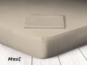 Κατωσέντονο Υπέρδιπλο με Λάστιχο Μπεζ Πουά Βαμβάκι Γαρύφαλλο 180x200+25cm - ΓΑΡΥΦΑΛΛΟ | Maril.gr