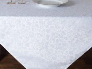Ζακάρ τραπεζοκαρέ 1010 (135cm x 135cm) λευκό Silk Fashion | Maril Home