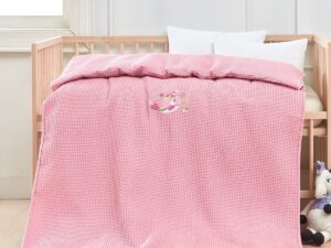 Κουβέρτα πικέ με κέντημα Art 5301 100X150 Ροζ Beauty Home | Maril Home