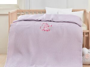 Κουβέρτα πικέ με κέντημα Art 5304 100X150 Ροζ Beauty Home | Maril Home