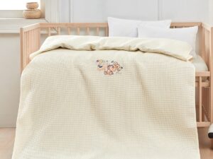 Κουβέρτα πικέ με κέντημα Art 5306 100X150 Μπεζ Beauty Home | Maril Home
