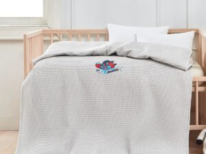 Κουβέρτα πικέ με κέντημα Art 5308 100X150 Γκρι Beauty Home | Maril Home