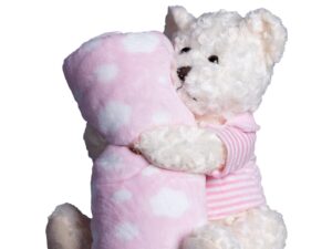 ΒΕΒΕ FLANNEL ΚΟΥΒΕΡΤΑΚΙ (80cm x 120cm) αρκουδάκι μπουκλέ ρόζ Silk Fashion | Maril Home