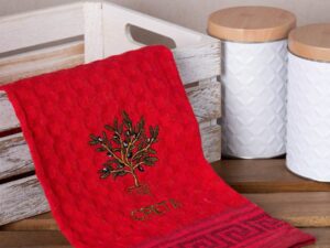 Σετ 12 τεμαχίων ποτηρόπανα γκοφρέ (50cm x 70cm) κόκκινο γλάστρα CRETA Silk Fashion | Maril Home