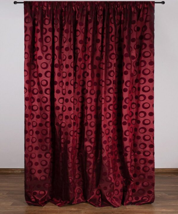 Κουρτίνα 082 (300cm x 275cm) με τρέσα μπορντώ Silk Fashion | Maril Home