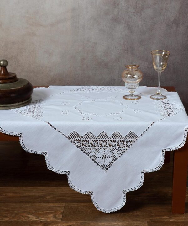 Καρέ με πλεκτό 1113 (90cm x 90cm) λευκό Silk Fashion | Maril Home