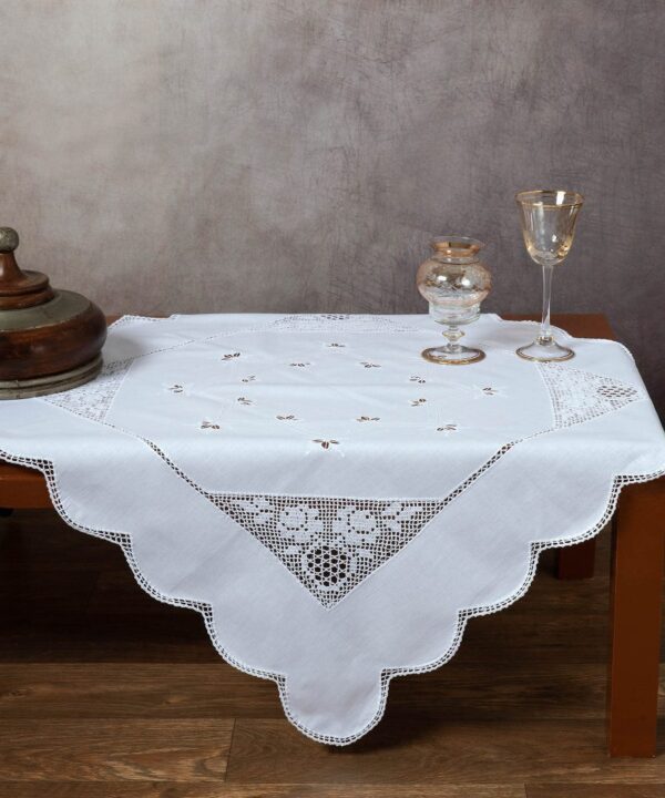 Καρέ με πλεκτό 1159 (90cm x 90cm) λευκό Silk Fashion | Maril Home