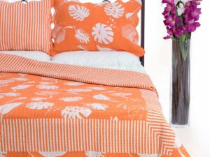 ΚΟΥΒΕΡΛΙ σετ( 220cm x 240cm + 2 x 50cm x 70cm) 350 πορτοκαλί Silk Fashion | Maril Home