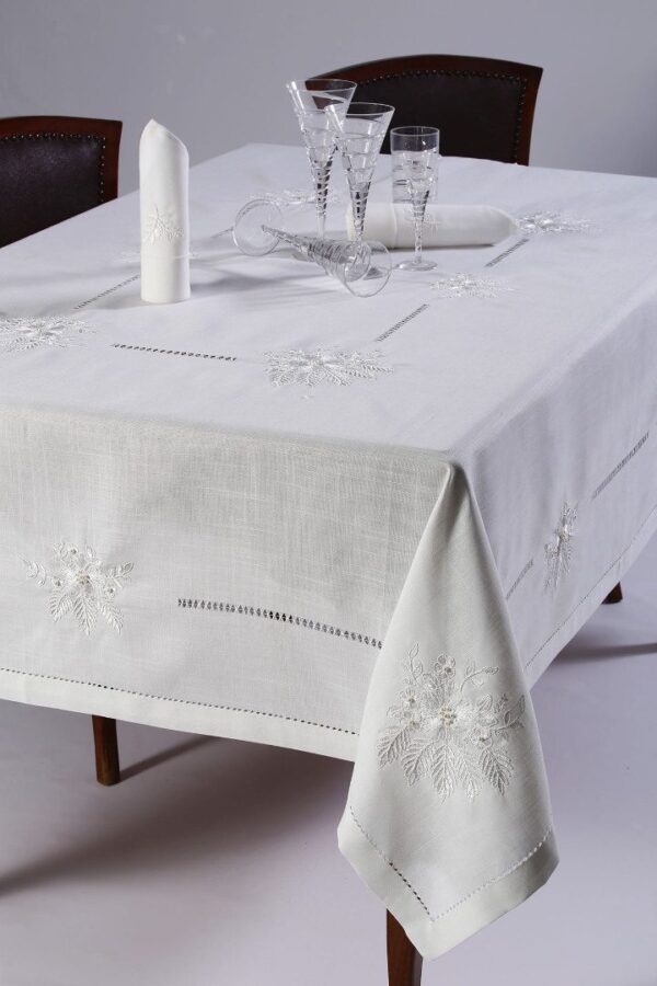 τραπεζομάντηλα (160cm x 300cm) 4006 λευκό Silk Fashion | Maril Home