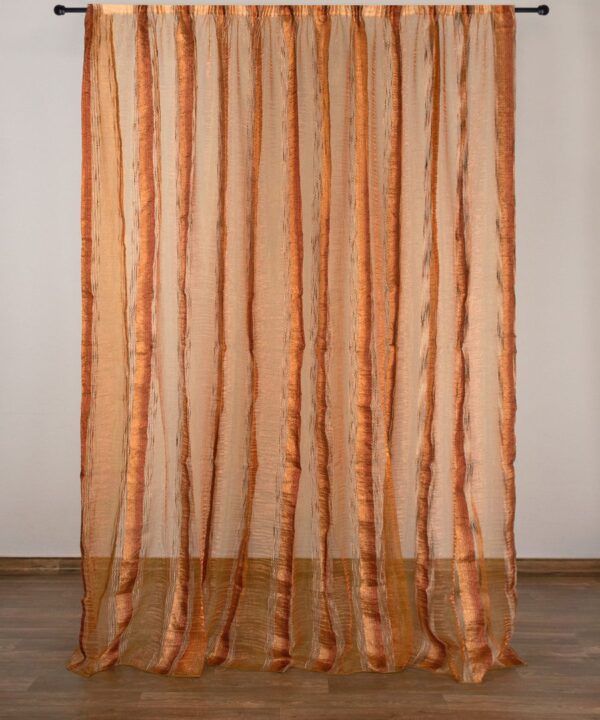 Κουρτίνα 6103 (280cm x 300cm) με τρέσα καφέ Silk Fashion | Maril Home