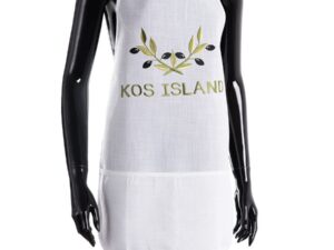Ολόσωμη ποδιά BG23a (50cm x 70cm) λευκή χρωματιστή ελιά KOS Silk Fashion | Maril Home