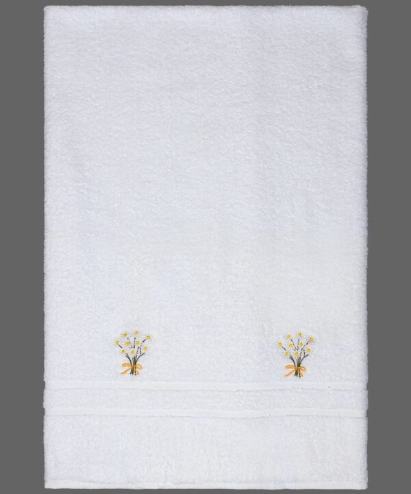 Δωδεκάδα πετσέτες χεριών (30cm x 50cm) λευκό με χαμομήλι Silk Fashion | Maril Home
