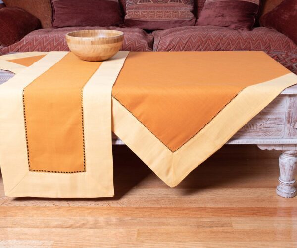 τραπεζομάντηλα (140cm x 180cm) bg17 κίτρινο/πορτοκαλί Silk Fashion | Maril Home