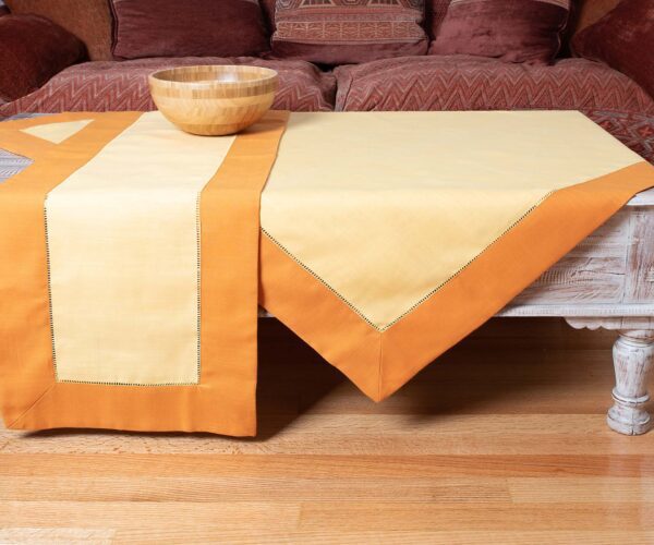 τραπεζομάντηλα (140cm x 180cm) bg17 πορτοκαλί/κίτρινο Silk Fashion | Maril Home