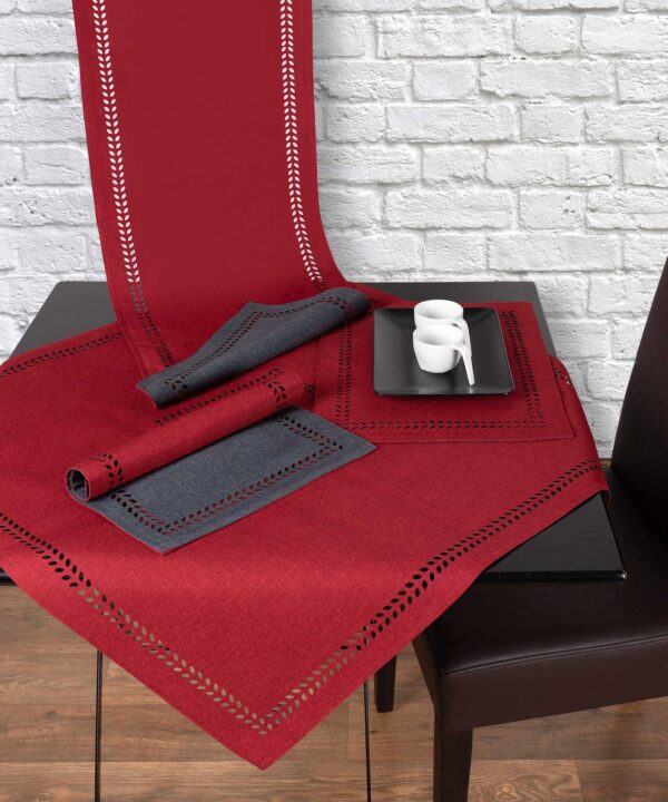 τραβέρσα (40cm x 120cm)  bg18 κόκκινη/ανθρακί Silk Fashion | Maril Home
