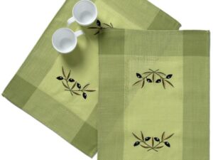 Ντουζίνες (12 τεμάχια) σουπλά bg23a (35cm x 50cm) πράσινο μαύρη ελιά Silk Fashion | Maril Home