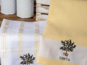Σετ 2 τεμαχίων ποτηρόπανα (50cm x 70cm) γλάστρα κίτρινο CRETA Silk Fashion | Maril Home