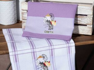 Σετ 2 τεμαχίων ποτηρόπανα (50cm x 70cm) ανεμόμυλος λιλά CRETA Silk Fashion | Maril Home