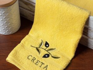 Δωδεκάδα πετσέτες χεριών (30cm x 50cm) κίτρινο με κλαδί ΚΡΗΤΗ Silk Fashion | Maril Home