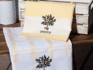 Σετ 2 τεμαχίων ποτηρόπανα (50cm x 70cm) γλάστρα κίτρινο GREECE Silk Fashion | Maril Home