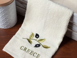 Δωδεκάδα πετσέτες χεριών (30cm x 50cm) ivory με κλαδί GREECE Silk Fashion | Maril Home