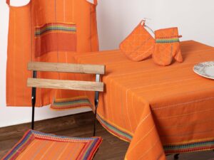 ΣΕΤ ΓΑΝΤΙ ΠΙΑΣΤΡΑ ΠΟΔΙΑ moda ριγέ πορτοκαλί Silk Fashion | Maril Home
