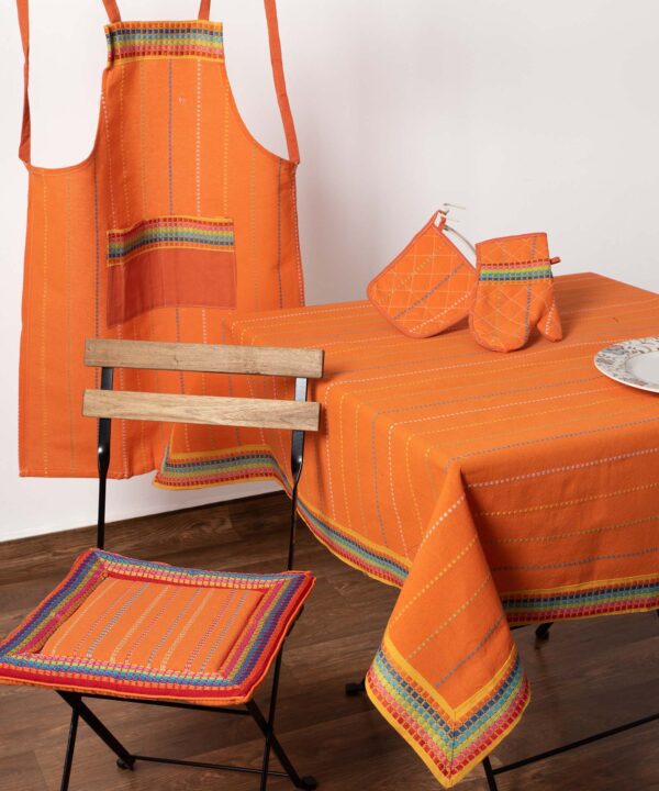 ΣΕΤ ΓΑΝΤΙ ΠΙΑΣΤΡΑ ΠΟΔΙΑ moda ριγέ πορτοκαλί Silk Fashion | Maril Home