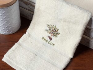Δωδεκάδα πετσέτες χεριών (30cm x 50cm) ivory με γλάστρα ΡΟΔΟΣ Silk Fashion | Maril Home