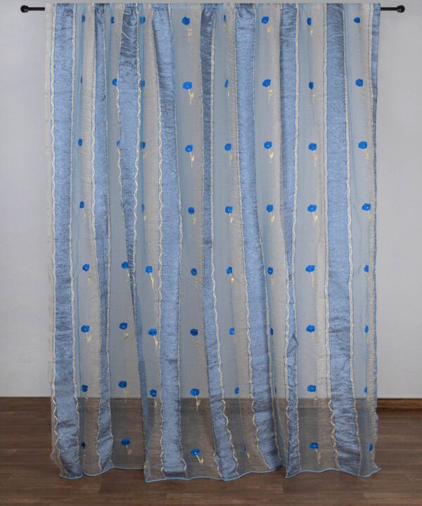 Κουρτίνα sl119 (280cm x 300cm) με τρέσα μπλέ Silk Fashion | Maril Home