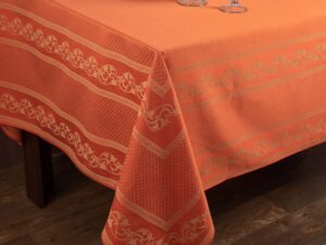Ζακάρ τραπεζομάντηλο 1385 (154cm x 213cm) πορτοκαλί Silk Fashion | Maril Home