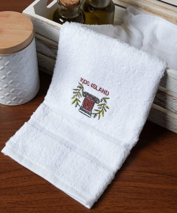 Δωδεκάδα πετσέτες χεριών (30cm x 50cm) λευκό με κόκκινο κίωνα ΚΩΣ Silk Fashion | Maril Home