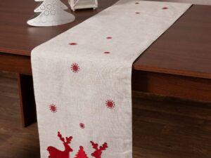 Χριστουγεννιάτικη τραβέρσα NW345 (35cm x 175cm) άμμου Silk Fashion | Maril Home