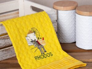 Σετ 12 τεμαχίων ποτηρόπανα γκοφρέ (50cm x 70cm) κίτρινος γαίδαρος RHODES Silk Fashion | Maril Home