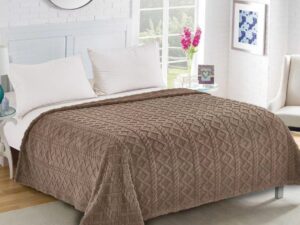 Fleece knitted (220cm x 240cm) σοκολά Silk Fashion | Maril Home