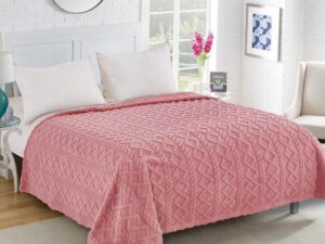 Fleece knitted (220cm x 240cm) ρόζ Silk Fashion | Maril Home