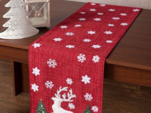 Χριστουγεννιάτικη τραβέρσα HP52157M (35cm x 160cm) κόκκινη Silk Fashion | Maril Home