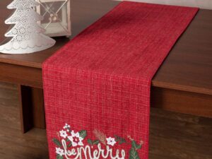 Χριστουγεννιάτικη τραβέρσα HP52779X (35cm x 160cm) κόκκινη Silk Fashion | Maril Home