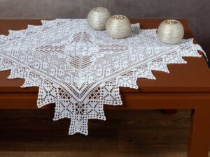 Χειροποίητο μερσεριζέ πλεκτό καρέ 7957 (90cm x 90cm) λευκό Silk Fashion | Maril Home