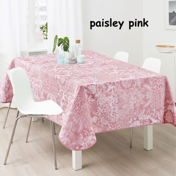 Τραπεζομάντηλο  αλέκιαστο Σχ. Paisley pink 100%pol.   Flamingo | Maril Home